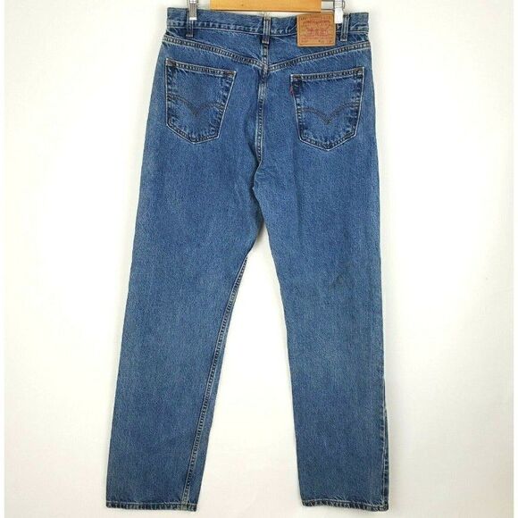 Vintage Levis Red Tab 505 Medium Wash 36X34 (actual 34x33) Straight Leg Jeans - Picture 4 of 9